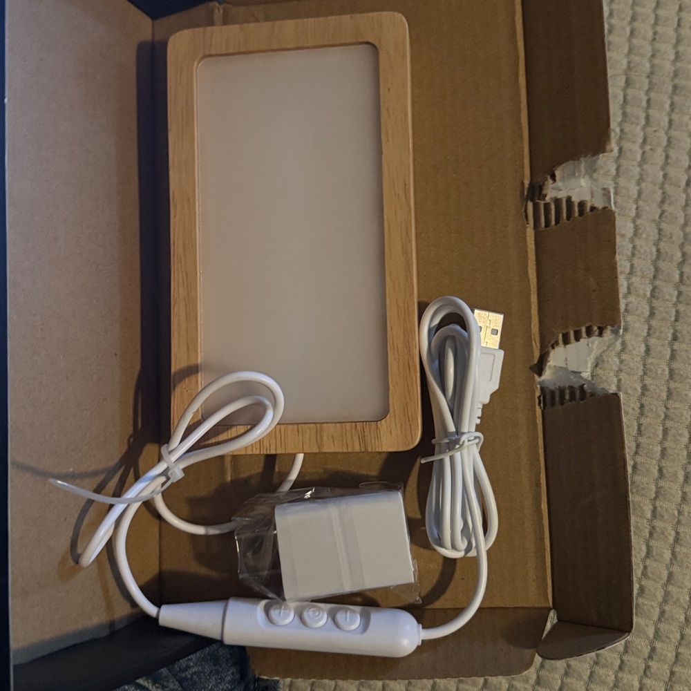 Wood Frame LED Light with USB Cable